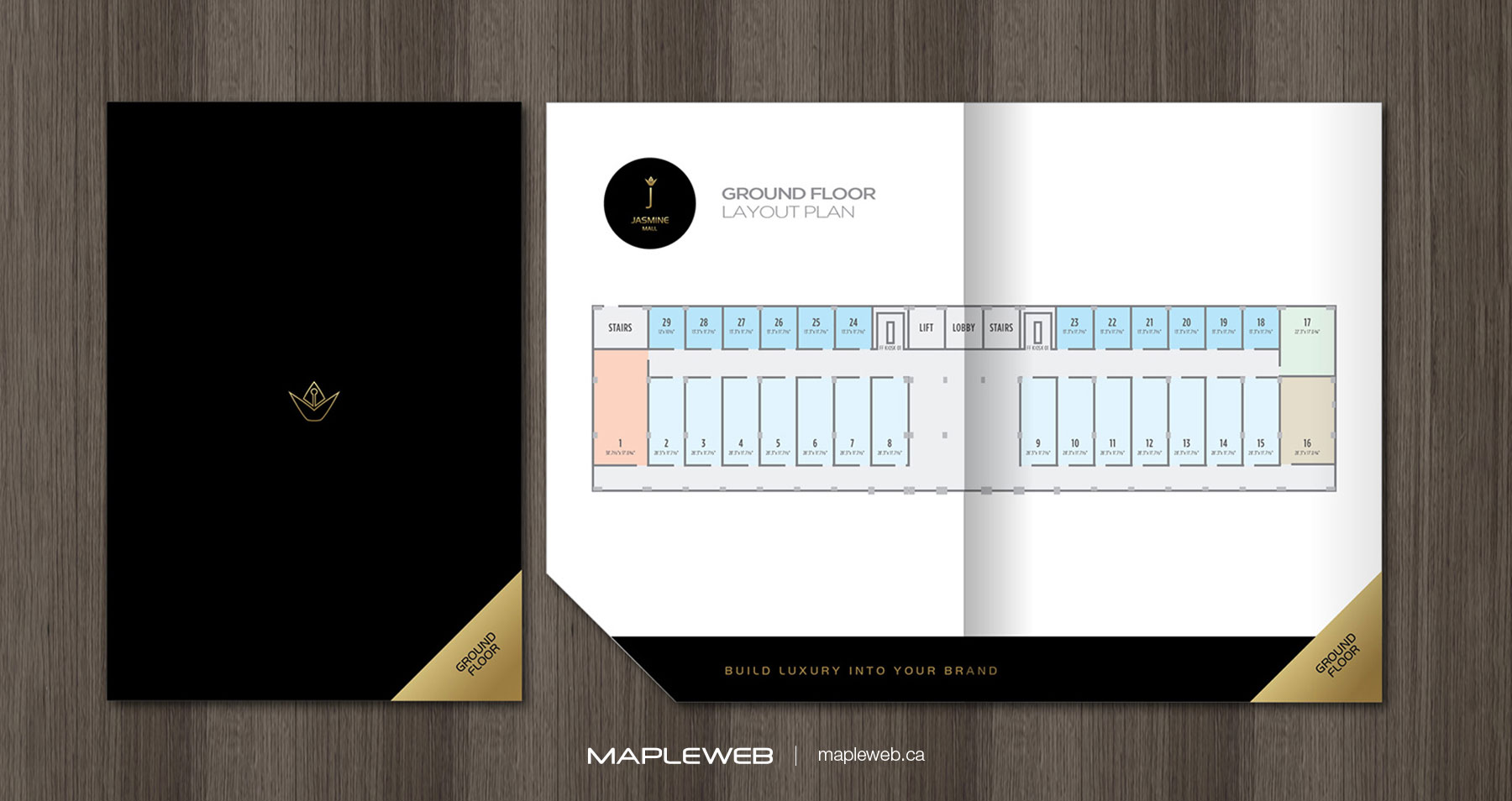 Jasmine Mall Brand design by Mapleweb Open Brochure Displaying Floor Plans